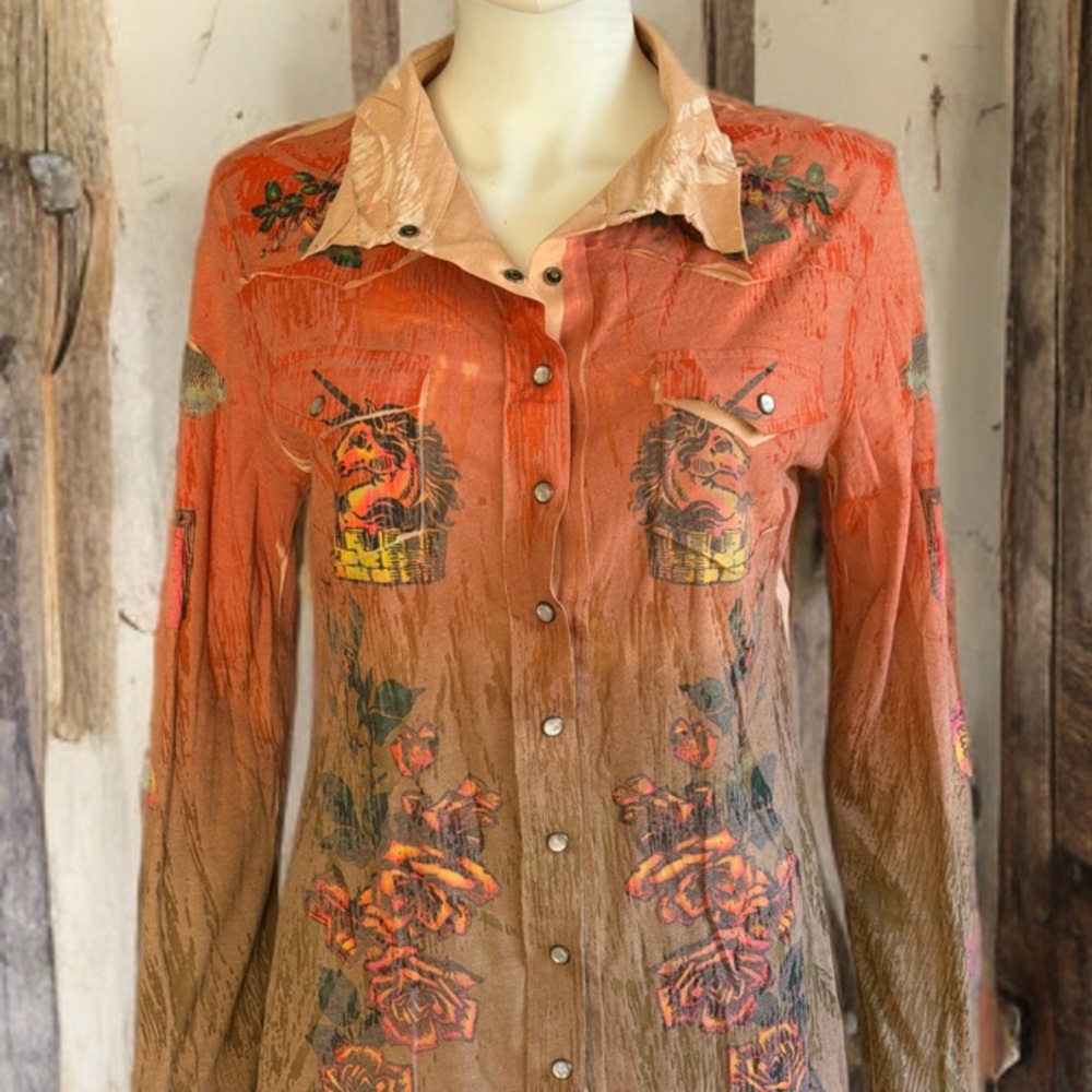 Butterfly Dropout Horse Themed Button Down Shirt